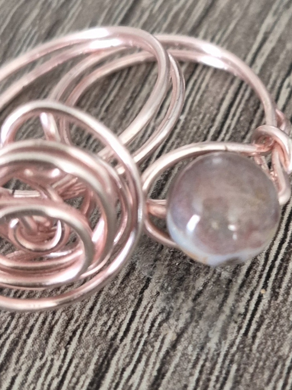Rose Gold Copper Wrapped Ring Set!
